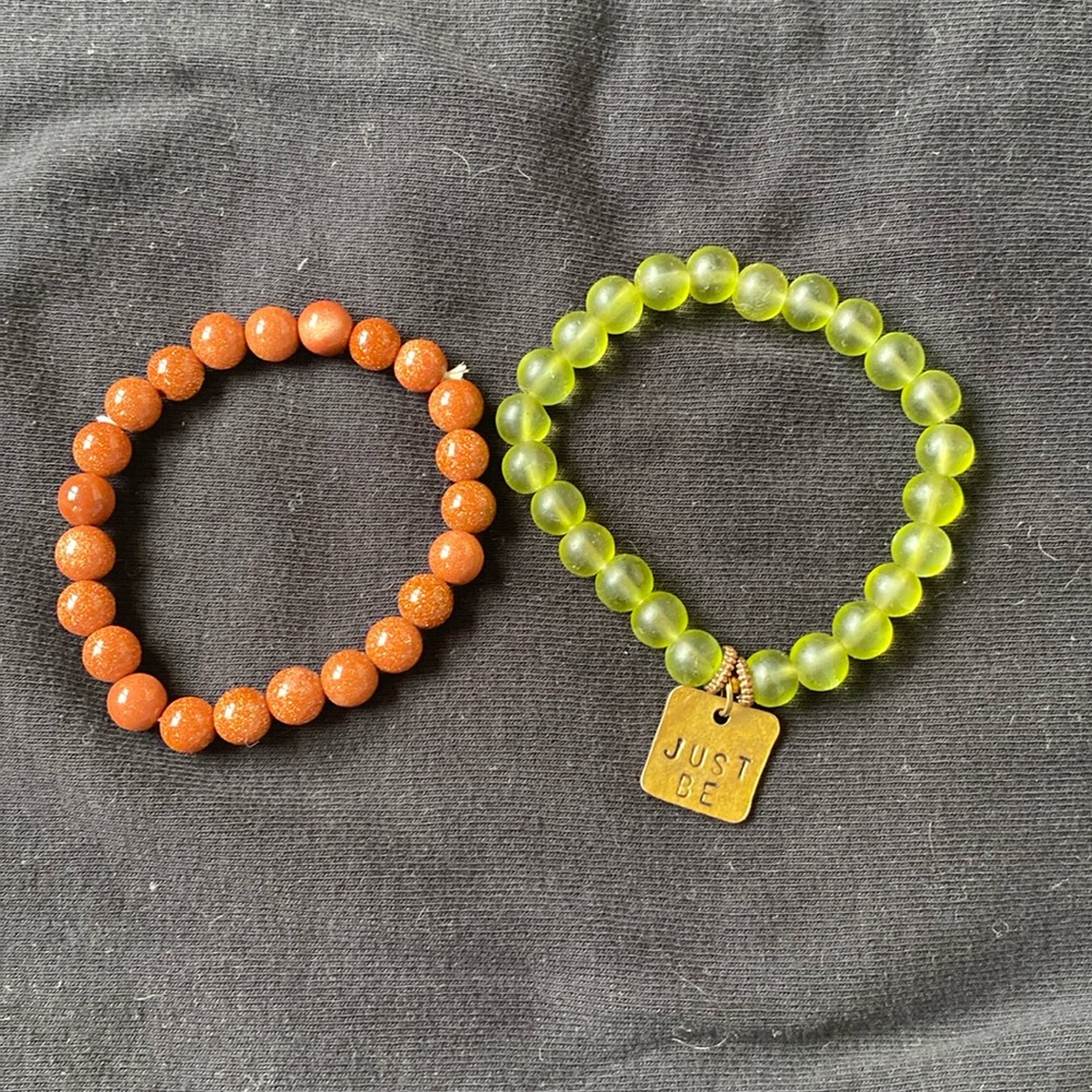 Women’s OS jewelry Bubble bead bracelets - Burnt Sienna and Green “Just Be”